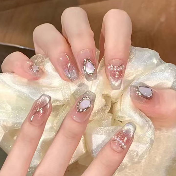 Elegant Stiletto Press-On Nail Set with Gem and Glitter Accents Kalsten