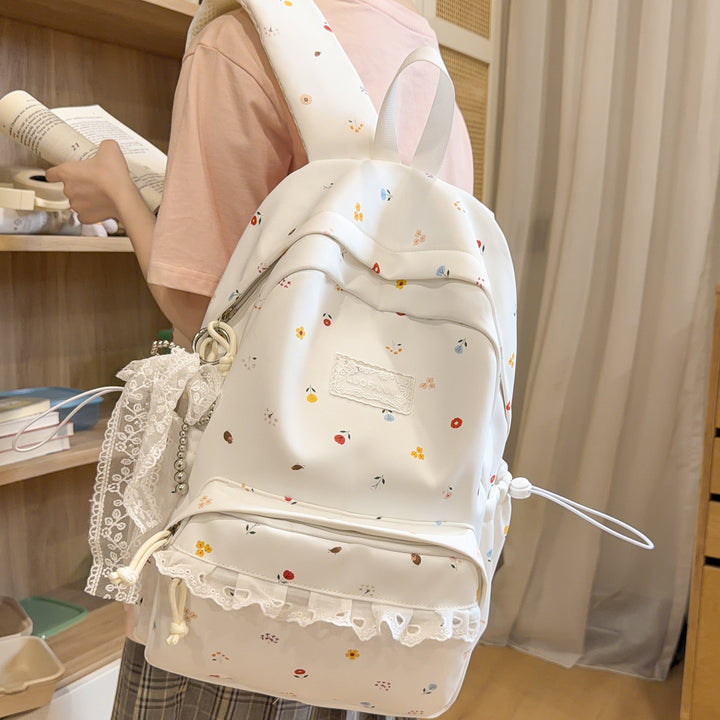 Decorative Floral-Embellished Backpack Kalsten