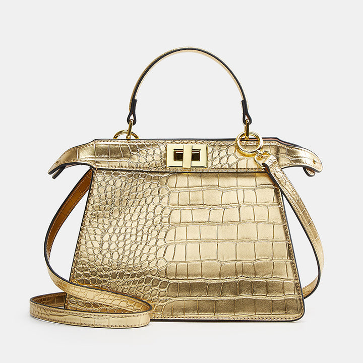 Crocodile Effect Structured Handbag