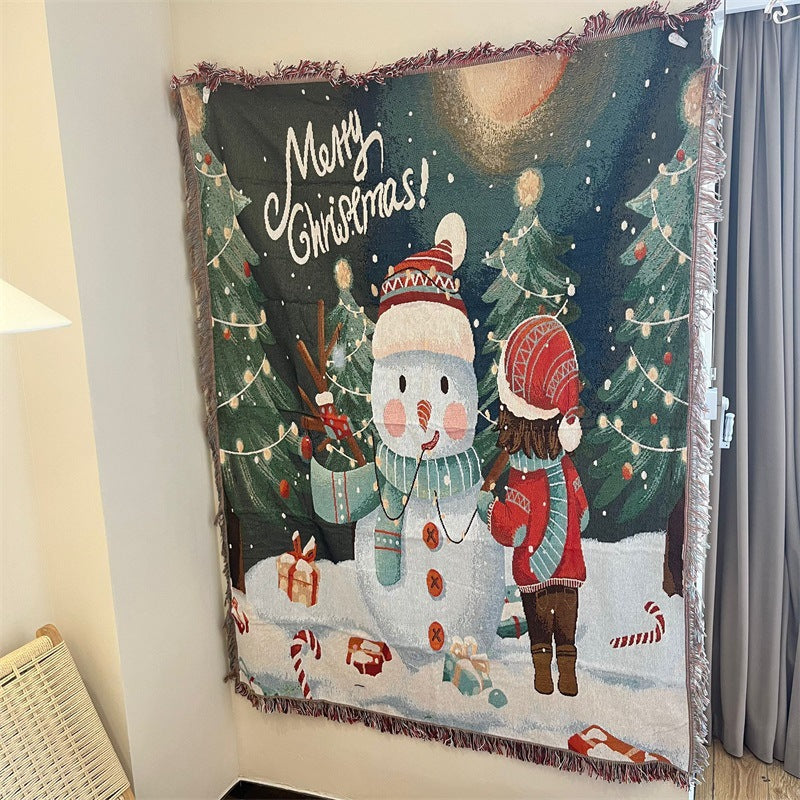 Cozy Holiday-Themed Tapestry Blanket