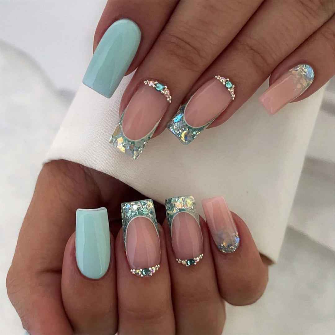 Sparkling nail art with creative rhinestone decorations Kalsten
