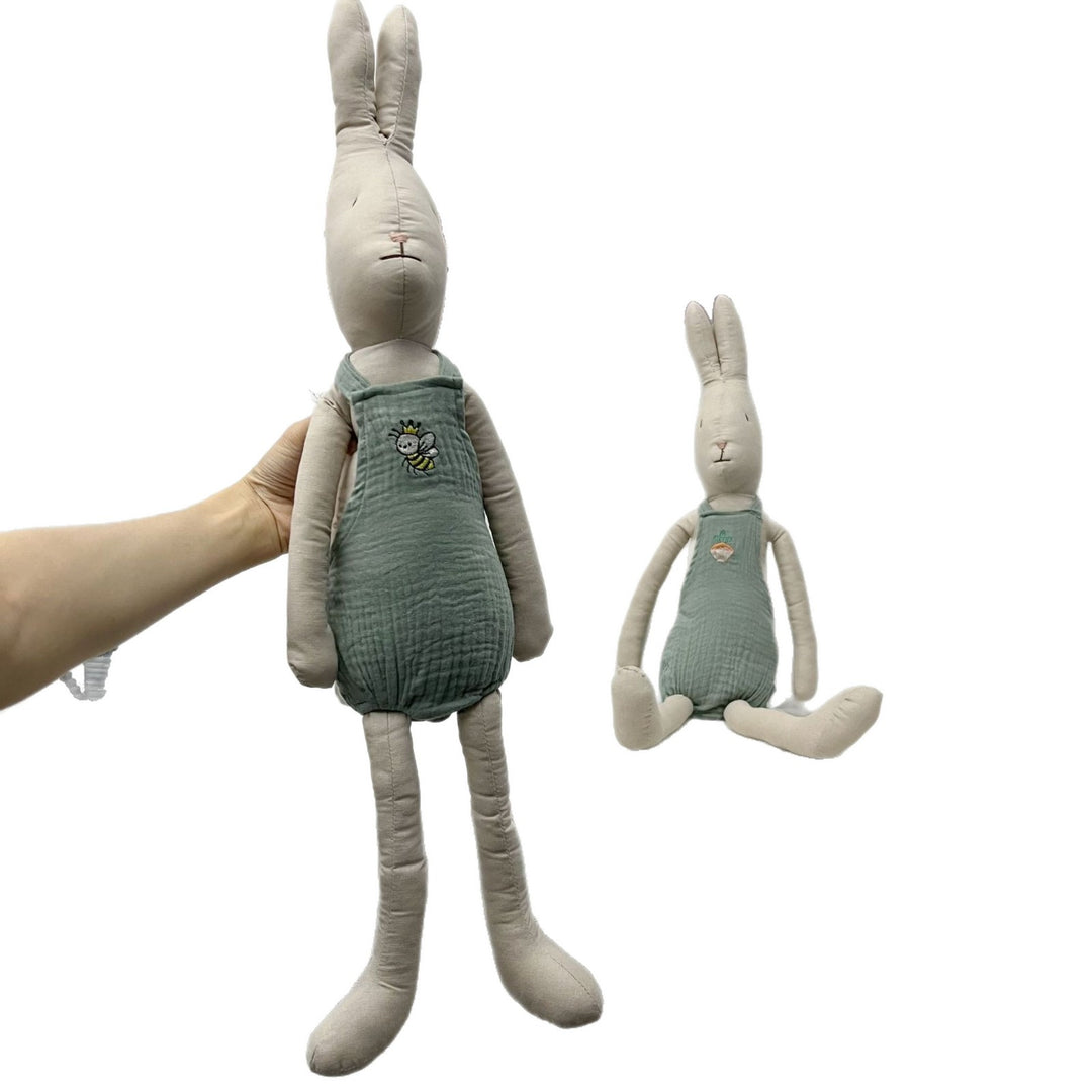 Oversized Linen-Blend Long-Leg Bunny Doll with Embroidered Muslin Romper