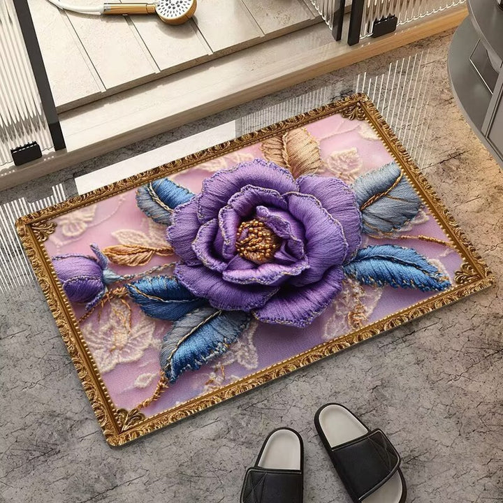 Luxurious Embroidered Floral Area Rug Kalsten