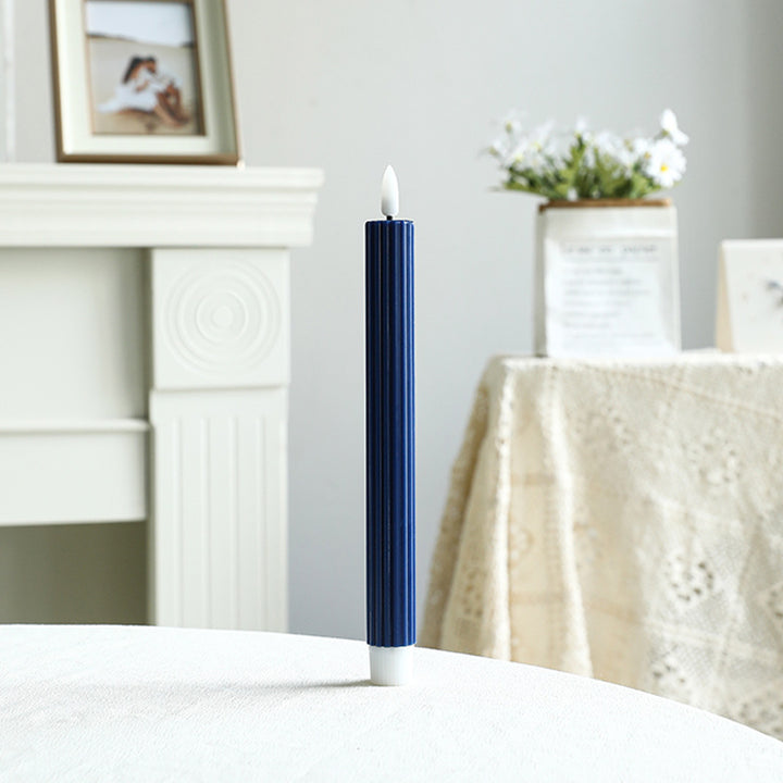 Tall Ribbed Taper Candle with Silicone Stabilizing Base