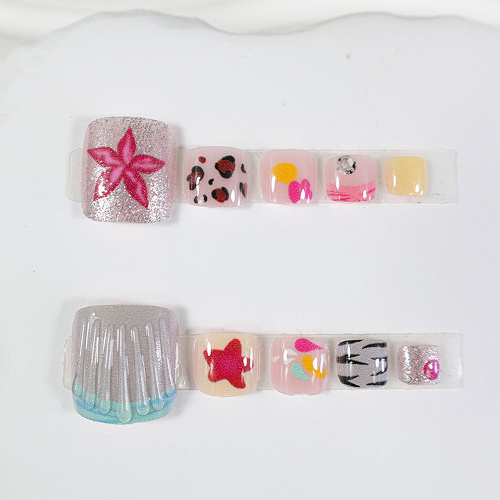 Artificial Nail Set with Playful Summer Designs Kalsten