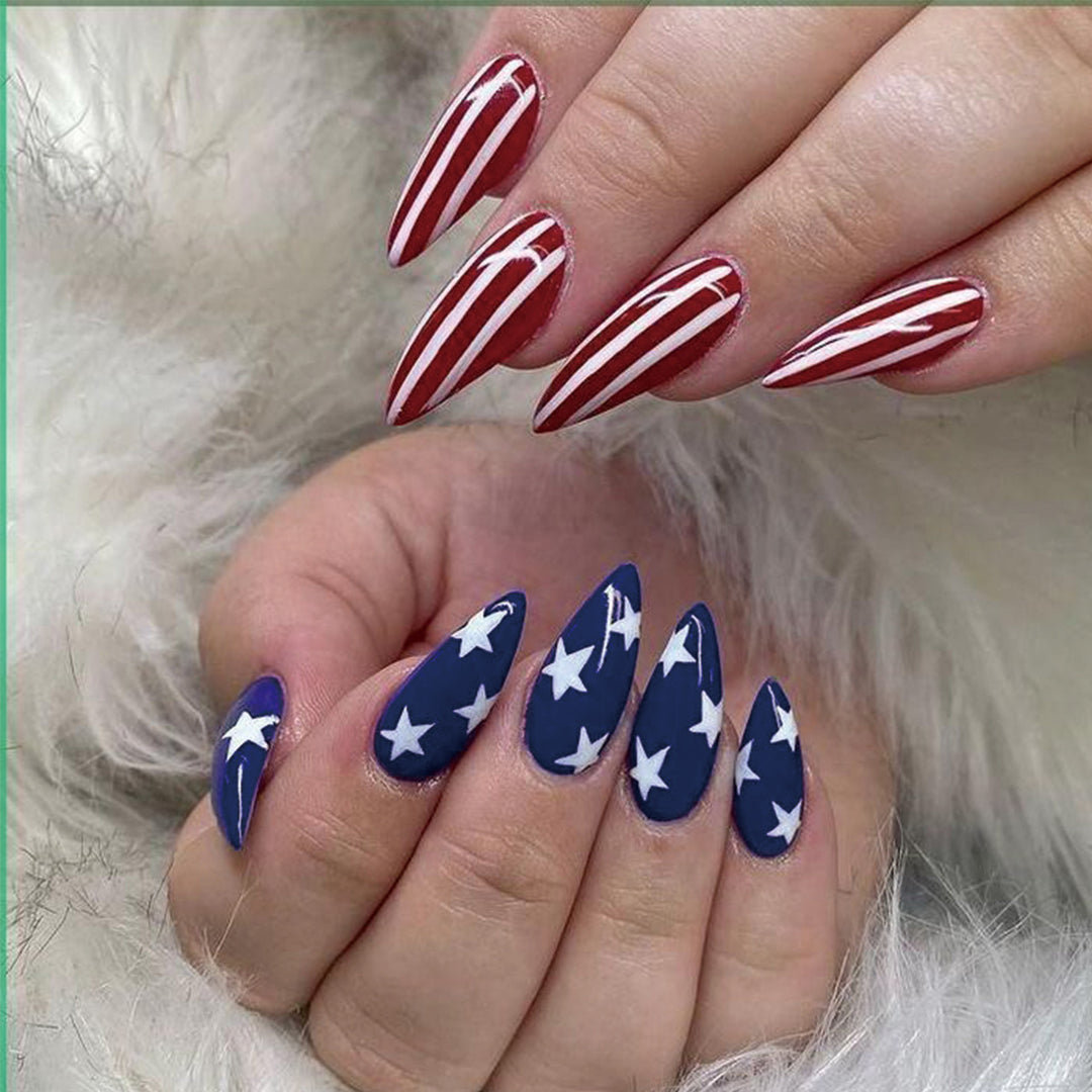 Patriotic Stiletto Press-On Nails Kalsten