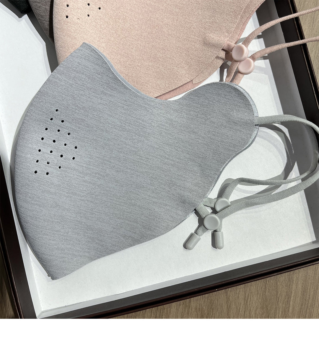 Contoured Reusable Breathable Fabric Face Mask with Adjustable Toggle Ear Loops and Micro Vent Perforations Kalsten