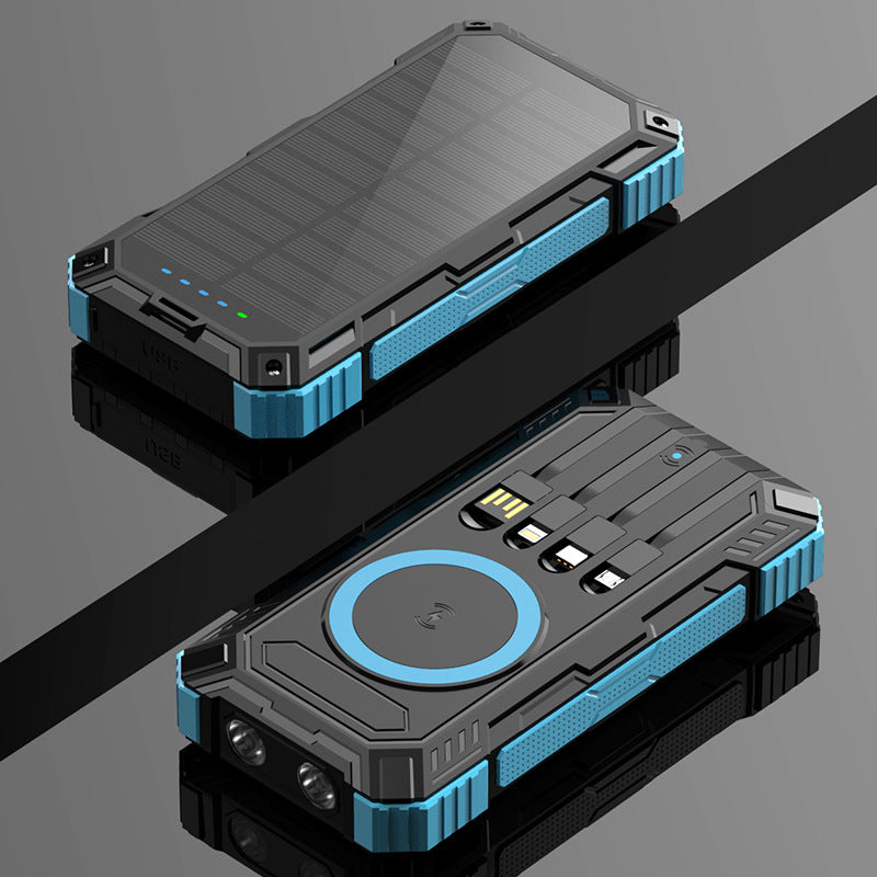 Robust Solar Power Bank with Multifunctional Charging Cable and Integrated Qi Charger Kalsten