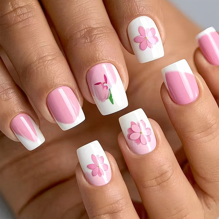 Floral Design Press-On Nail Art Kalsten