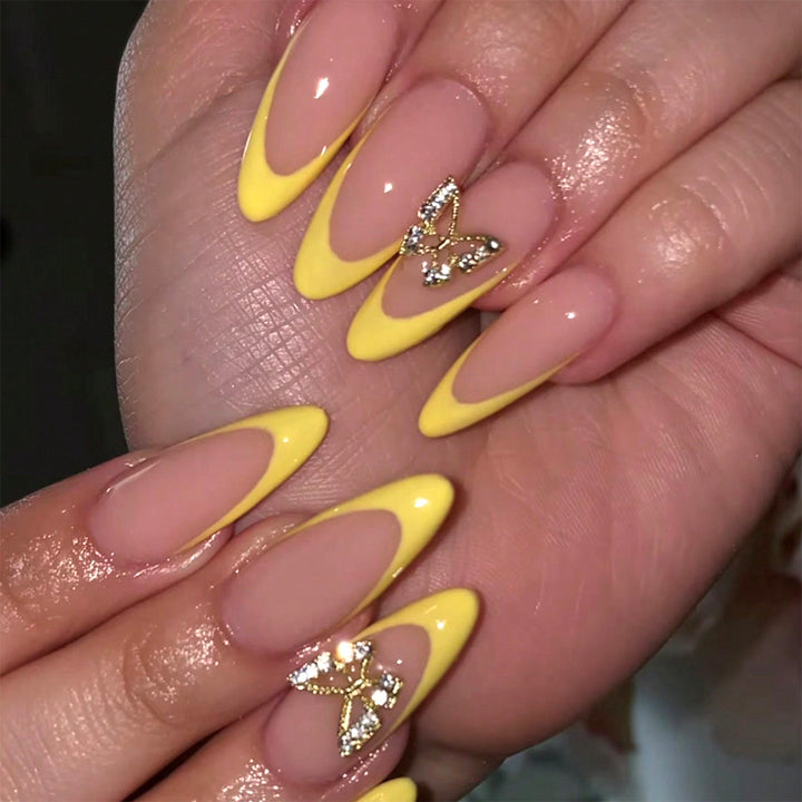 Glamorous Stiletto Press-On Nails with Butterfly Accents Kalsten