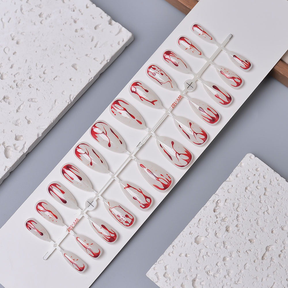 Artistic Abstract Blood-Splattered Press-On Nails Kalsten