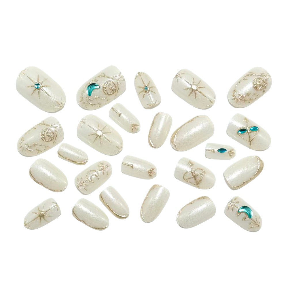 Artificial nails with noble glitter accents and symbol motif Kalsten