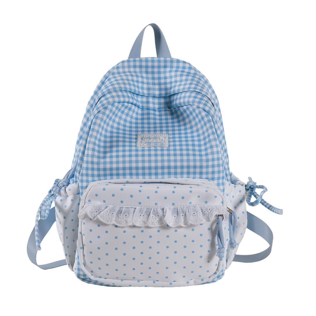 Playful Gingham and Polka Dot Backpack Kalsten