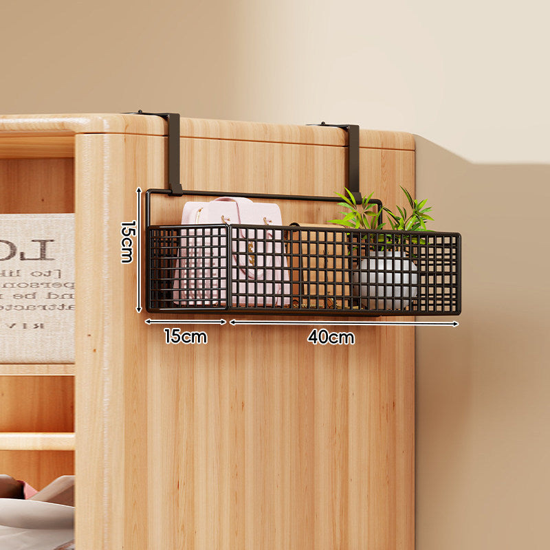 Over-the-Door Metal Grid Hanging Organizer with Four Stackable Baskets and Hooks