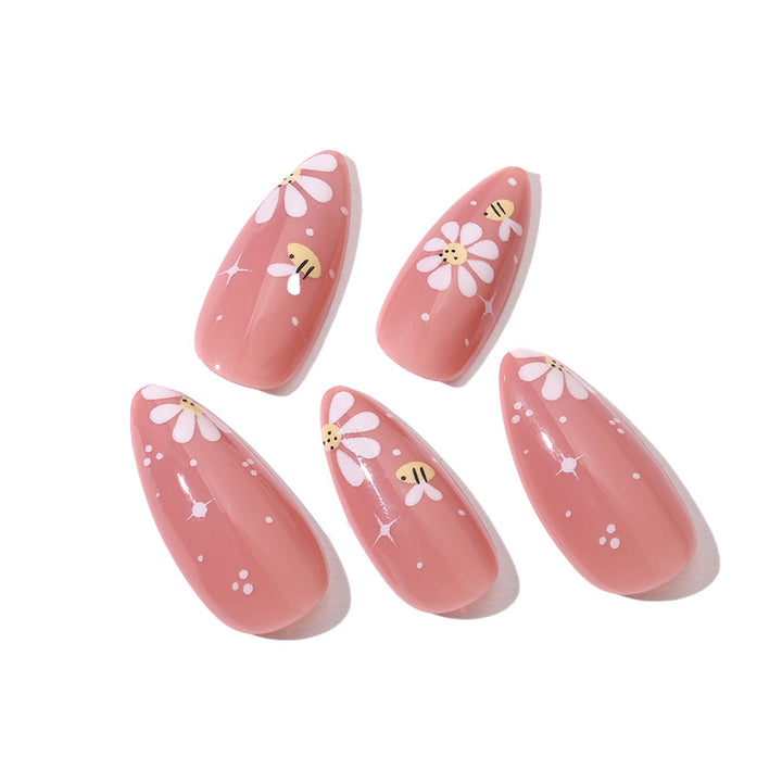 Artificial nails set with elegant flowers and glitter accents Kalsten