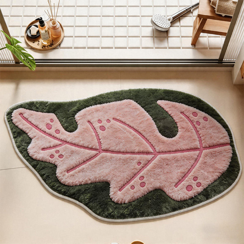 Leaf-Shaped Plush Bath Mat