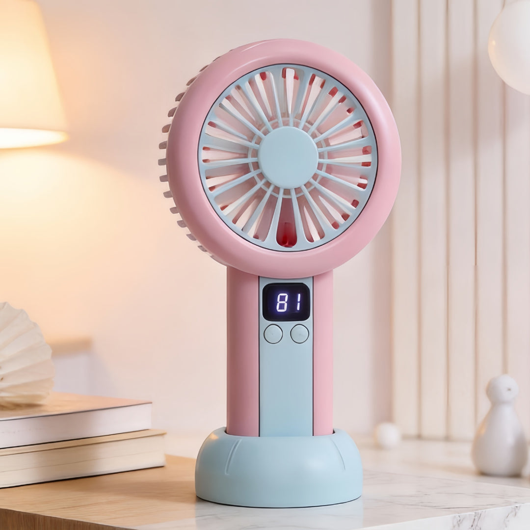 Ladies portable mini fan with LED display Kalsten
