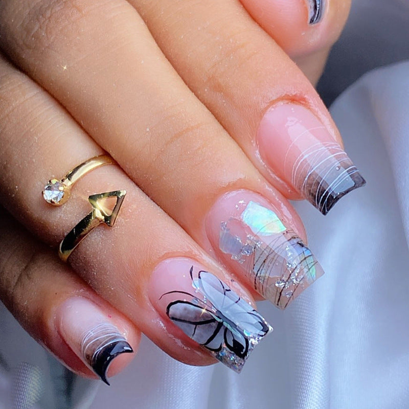 Elegant Butterfly-Themed Press-On Nail Art Kalsten