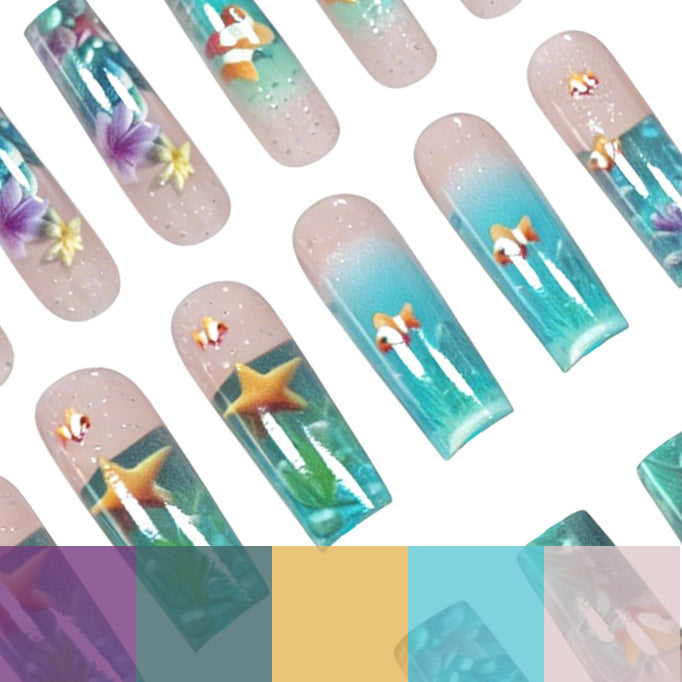 Artistic Underwater-Themed Nail Art Extensions Kalsten