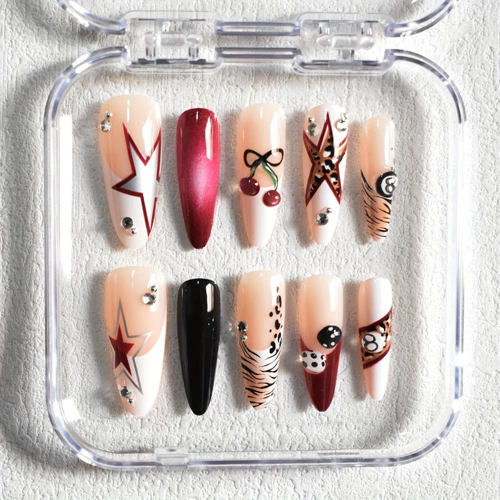 Artistic Stiletto Press-On Nail Set with Unique Designs Kalsten
