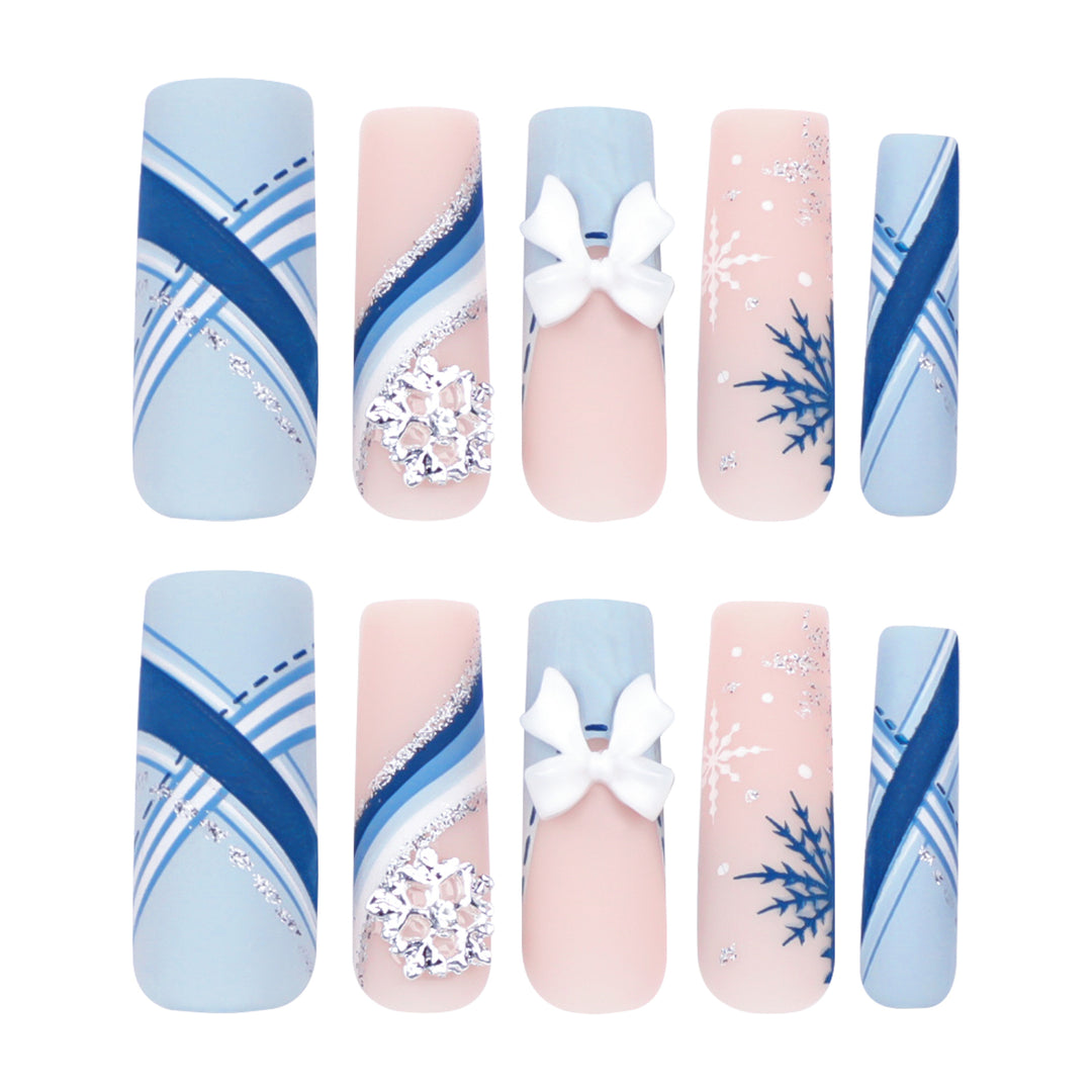 Premium Nail Extensions with Luxurious Winter Design Kalsten