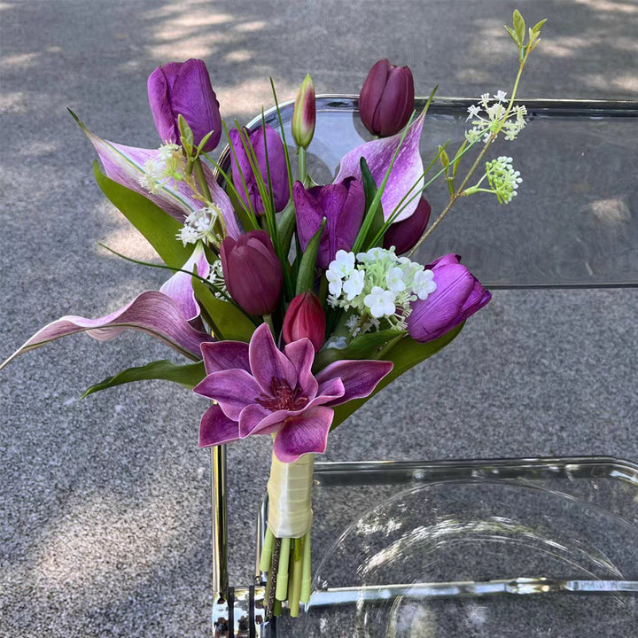 Artificial Flower Bouquet with Tropical Greenery