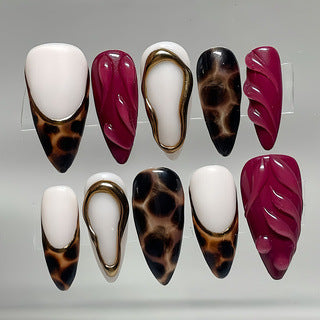 Decorative Stiletto Press-On Nail Set with Artistic Patterns Kalsten