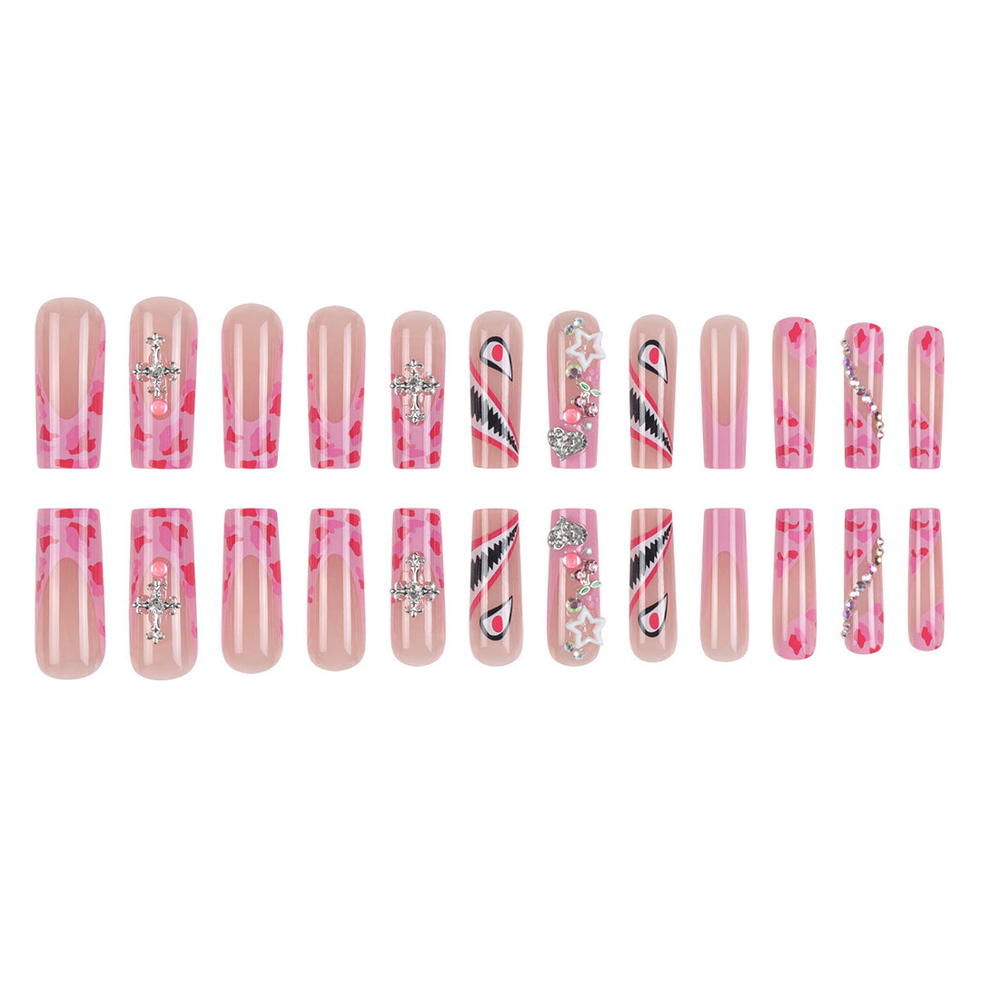 Trendy Stiletto Press-On Nail Set with Artistic Embellishments Kalsten