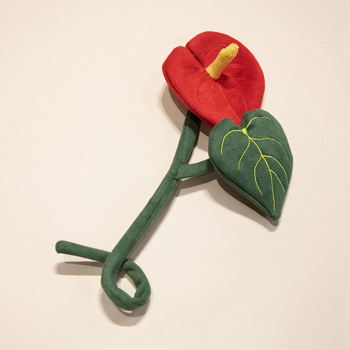 Plush Corduroy Tulip Cat Teaser Toy with Fluffy Pom Bud & Flexible Stem Kalsten