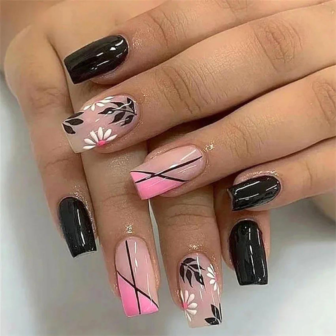 Artistic Floral and Geometric Nail Art Set