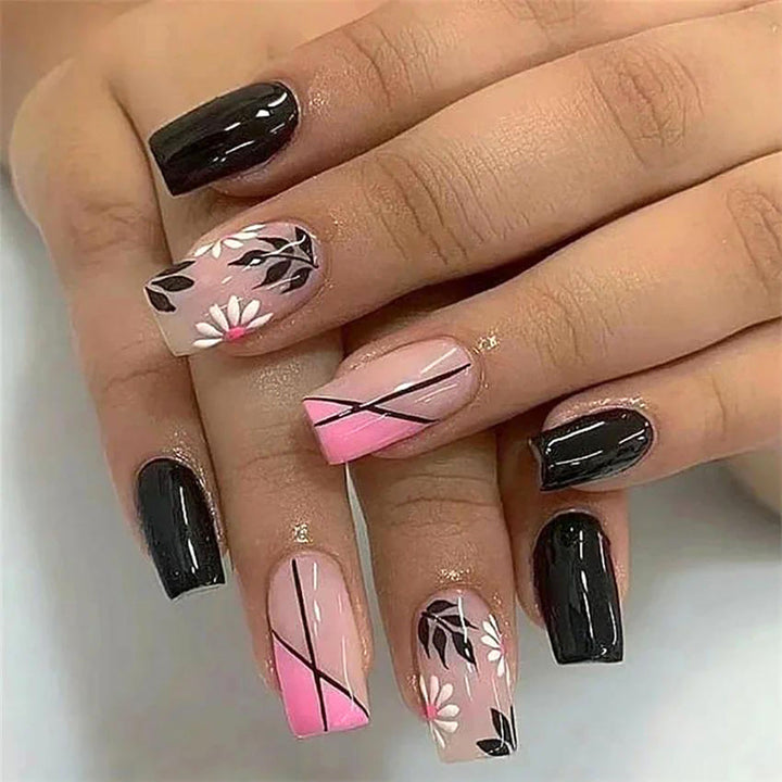 Artistic Floral and Geometric Nail Art Set