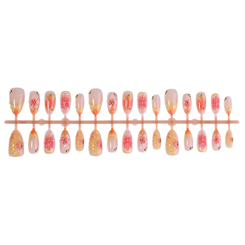 Artificial nail set with delicate floral decorations Kalsten