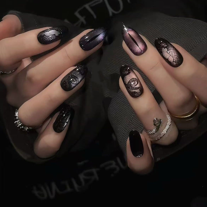 Artistic Gothic-Inspired Long Press-On Nail Set Kalsten