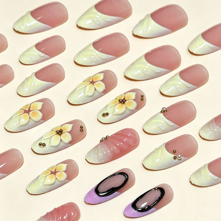 Artistic 3D Floral Press-On Nail Extensions Kalsten