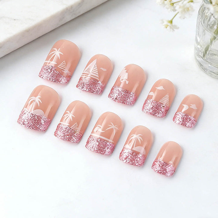 Tropical Beach-Themed Nail Art Design Kalsten