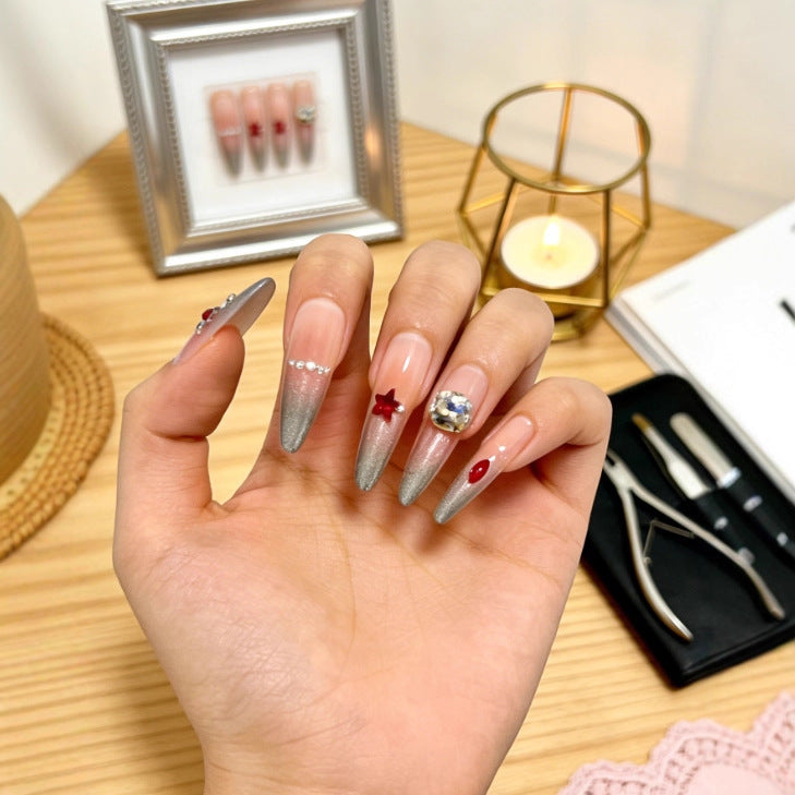 Sparkling artificial nails with decorative rhinestones Kalsten