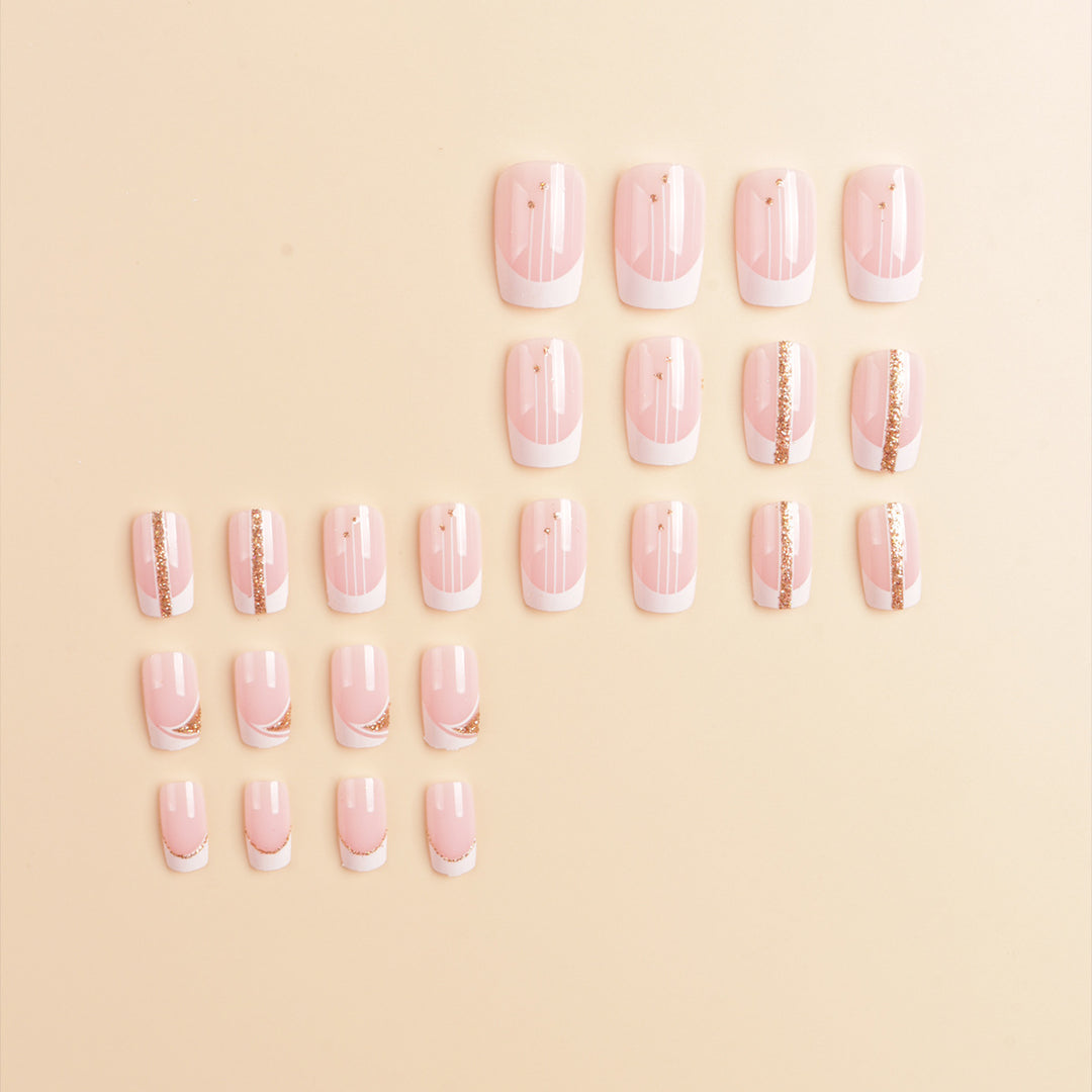 Elegant French Tip Press-On Nail Art Set Kalsten