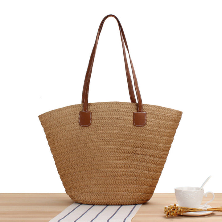 Elegant Shoulder Bag Made of Natural Raffia with High-Quality Leather Accents Kalsten