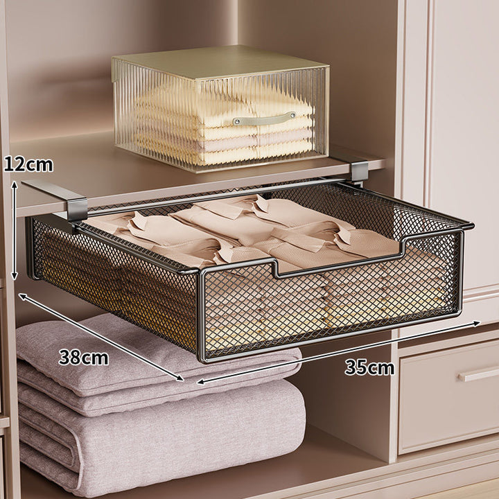 Under-Shelf Pull-Out Mesh Drawer Organizer for Closet and Cabinet