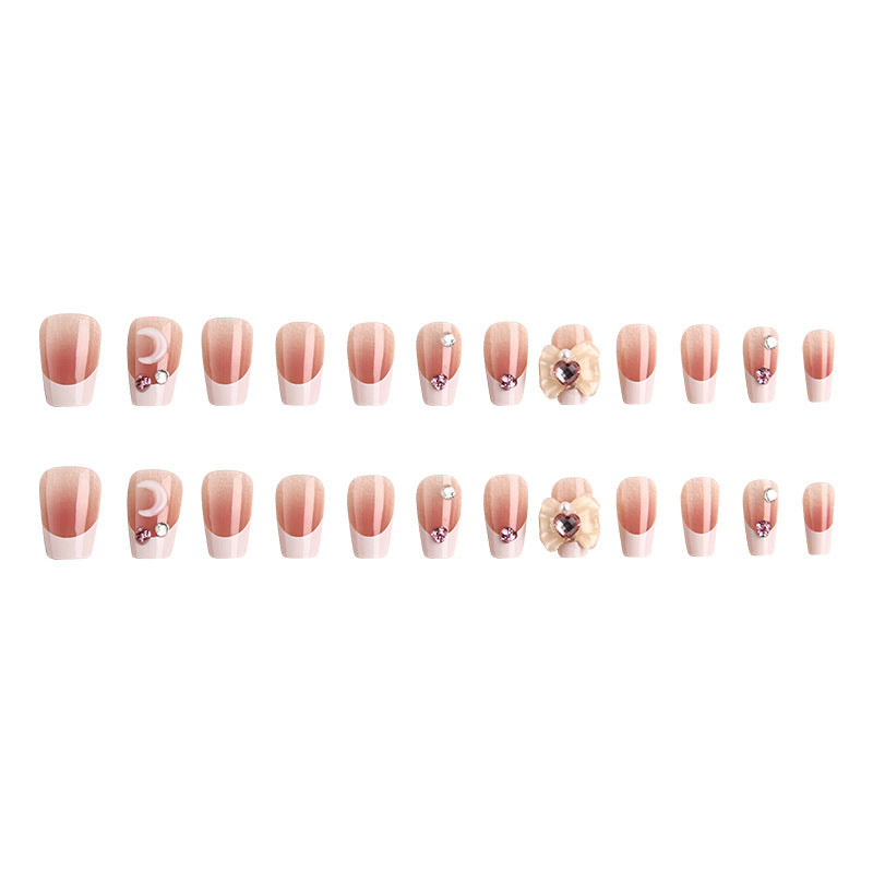 Artificial nail set with elegant floral decorations and glitter accents Kalsten