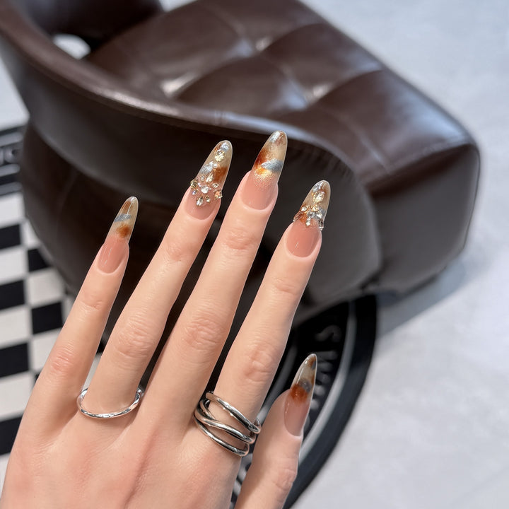 Decorative Stiletto Press-On Nail Set with Floral Designs Kalsten