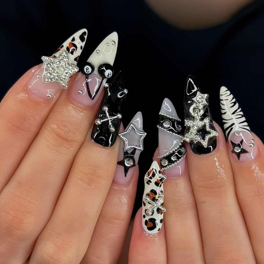 Decorative Press-On Nail Art Tips with Unique Accents Kalsten