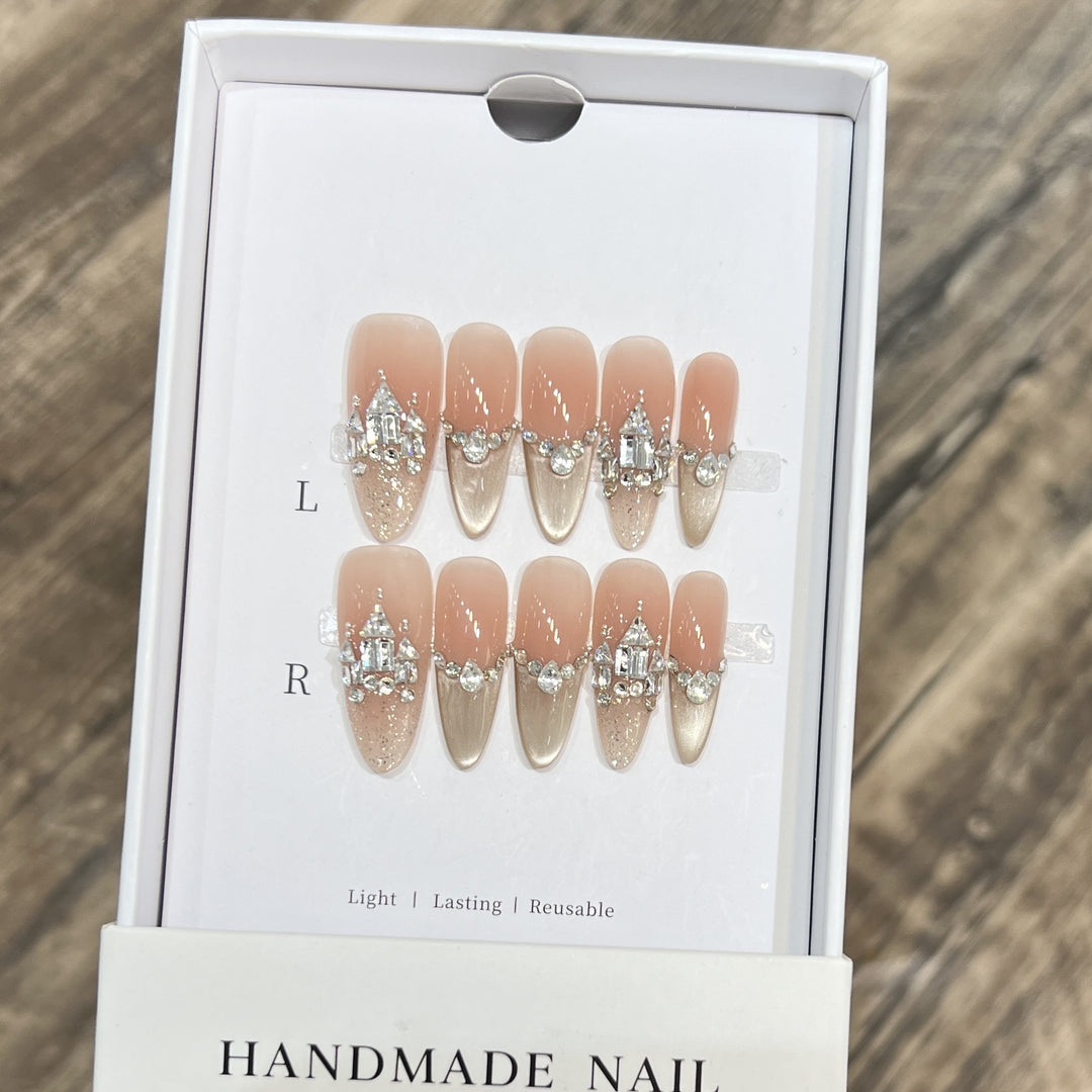 Decorative Handmade Press-On Nails with Elegant Rhinestones Kalsten