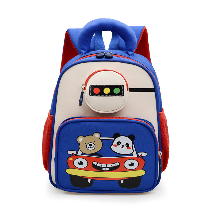 Kids' Playful Animal Car-Themed School Backpack Kalsten