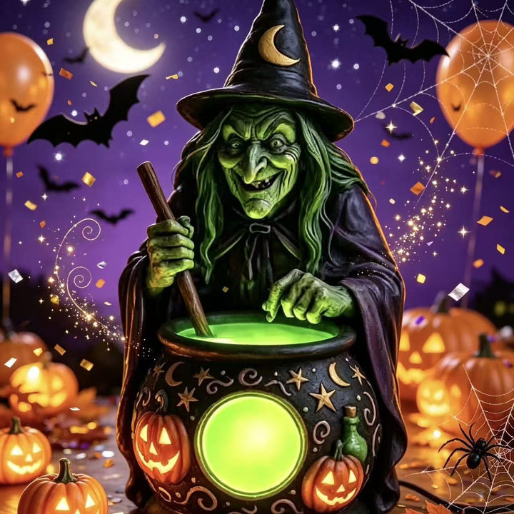 Decorative witch figure with cauldron Kalsten