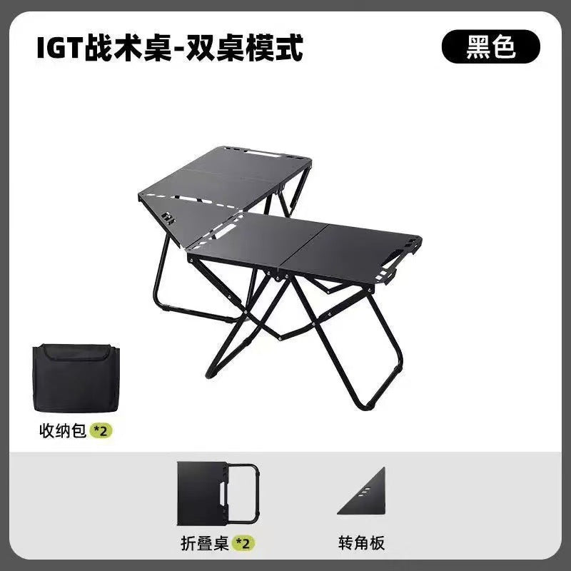 Folding Camping Table With Two Storage Compartments Kalsten