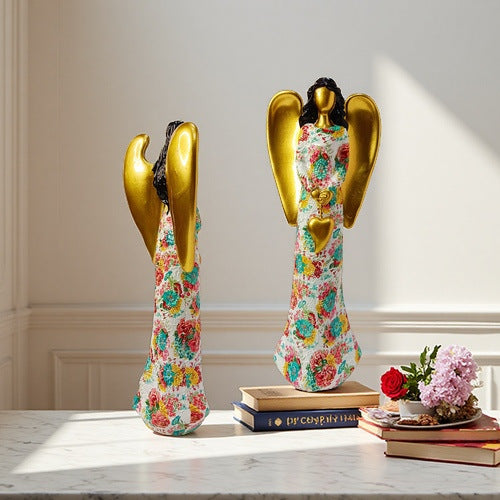 Engel Statue with Flower Pattern Kalsten
