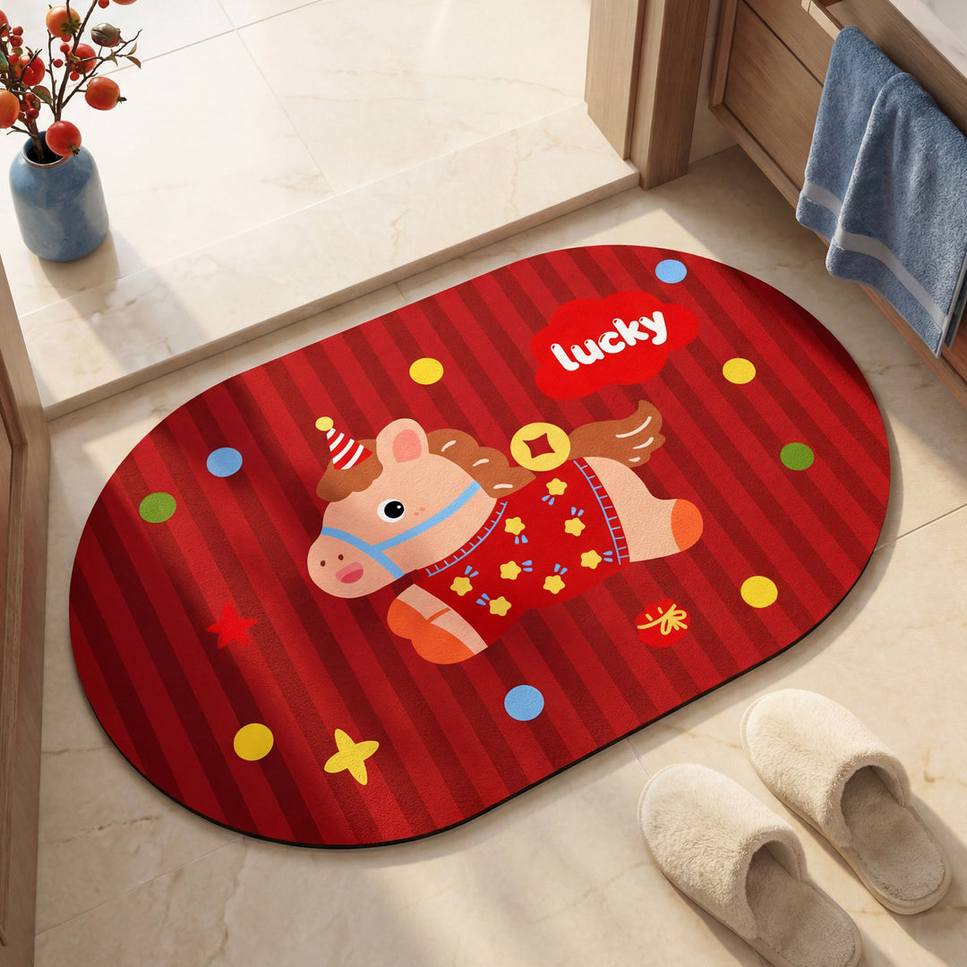 Cartoon-Themed Plush Bath Mat