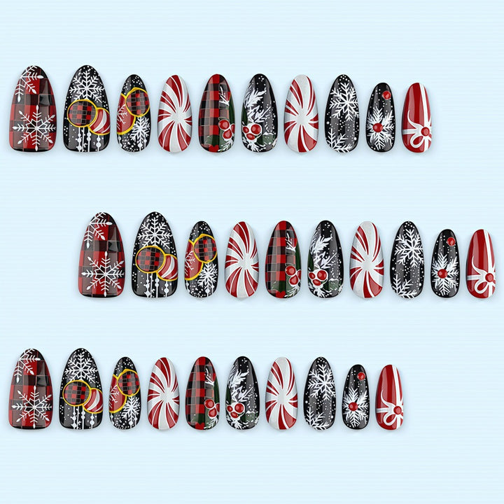 Artificial nails in festive Christmas design Kalsten