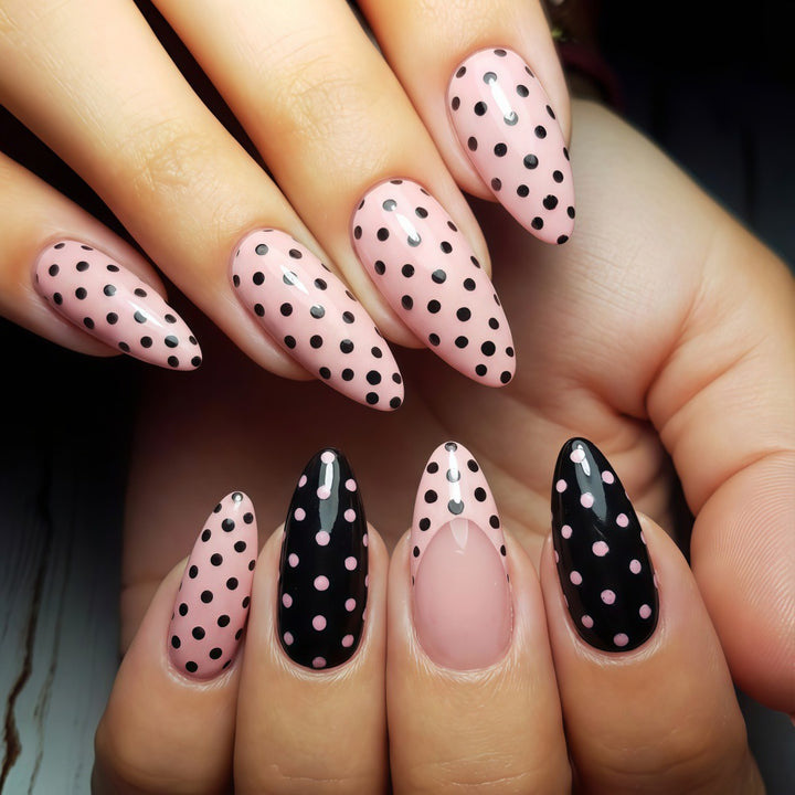 Acrylic nails with dot design Kalsten